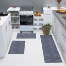 Kit Passadeira Tapete Emborrachado Geométrico Arabesco Novas Estampas 03 Peças Para Cozinha