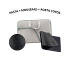 Kit Pasta Case Capa Notebook Com Bolso 14.1/15.6/17.3 Polegadas + MousePad 25x20 Preto Gamer Couro + Porta Copos