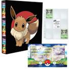 Kit Pasta Fichário Pokémon Eevee Evoluções e Box Radiante GO com 10 Folhas 9 Bolsos Coleção Card TCG