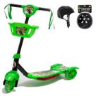 Kit Patinete Infantil Dinossauro Cesta Luz Som Com Capacete