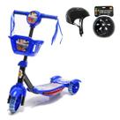 Kit Patinete Infantil Luz E Som Menino Ajustável C/ Capacete