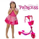 Kit Patinete Rosa com Cestinha Belinda e Roupinha Princesa Kit Patinete Rosa com Cestinha Belinda e Roupinha Princesa