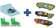 Kit Patins de Dedo com Rampa e 3 Skates de Dedo Brinquedo Radical Lindo Presente Coordenação Motora Kit Patins de Dedo com Rampa e 3 Skates de Dedo Brinquedo Radical Lindo Presente Coordenação Motora