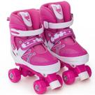 Kit Patins Infantil 4 Rodas Roller Unissex Criança Menino Menina Numero 33 ao 37 Tamanho Ajustável Bolsa Kizumba -