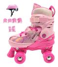 Kit Patins Infantil Quad 4 Rodas Roller Proteção Completo -