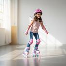 Kit Patins Infantil Rosa Claro Tam 30-33 com Acessórios de Segurança Joelheira Cotoveleira Capacete
