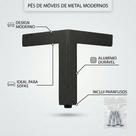 Kit Pé Alumínio 15cm Tripé Para Marcenaria Sofá Rack E Guarda Roupa