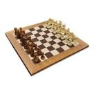 Kit peças de Xadrez com Tabuleiro Madeira Marchetado Rei 10cm
