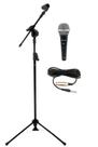 Kit Pedestal Tripe Suporte+Cachimbo+Microfone Com Fio MS100