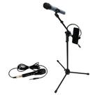 Kit Pedestal Tripé +Suporte p/ Celular+ Microfone com Fio