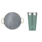 Kit Pedra para Pizza de Pedra Sabão com Alças de Cobre + Copo Térmico 560ml Verde Sense Electrolux Kit Pedra para Pizza de Pedra Sabão com Alças de Cobre + Copo Térmico 560ml Verde Sense Electrolux