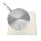 Kit Pedra Refratária Quadrada 40cm + Pá Alúminio 35cm para Pizza Caseira Forno Fogão Churrasqueira Placa Grelha Pão