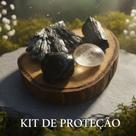 Kit Pedras Naturais para Proteção Turmalina , Cianita Negra OBsidiana e Cristal