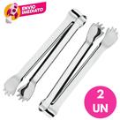 Kit Pegador Gelo Premium Aço Inox 18,5cm Pinça Com Garra Bar Drinks Bartender Profissional