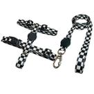 Kit Peitoral H Ajustável e Guia Reforçada para Cães Cachorros Pets Xadrez
