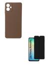Kit Película 3D de Vidro Privativa + Capinha Silicone Marrom Samsung Galaxy A07 5G