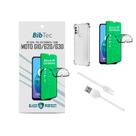 Kit Película 9D Cerâmica + Capa Transparente + Cabo USB Tipo C Motorola MOTO G10/G20/G30