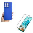 Kit Película Curva 3D Tela Toda Moto EDGE 60 + Capinha Case Azul Claro Aveludada
