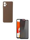 Kit Película Fosca Privacidade 9D + Capa Silicone Marrom Para Galaxy A07 5G