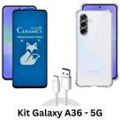Kit Película Privacidade Fosca + Capinha Silicone TPU + Cabo Tipo C para Samsung Galaxy A36 5G