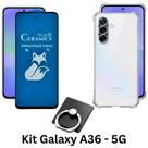Kit Película Privacidade Fosca + Capinha Silicone TPU + Suporte de Anel para Samsung Galaxy A36 5G