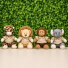 Kit Pelúcia Safari Bebê 4 Peças 15cm Leão Elefante Macaco Girafa Decoração Infantil Quarto Bebê Kit Pelúcia Safari Bebê 4 Peças 15cm Leão Elefante Macaco Girafa Decoração Infantil Quarto Bebê