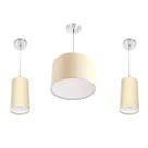 Kit Pendente Dome + 2 Pendente Cilindrica Bege