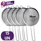 Kit Peneira 14cm Aço Inox Utensílio Para Cozinha Peneirar Polvilhar Coar Jogo