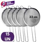 Kit Peneira 22cm Aço Inox Utensílio Para Cozinha Polvilhar Peneirar Coar Jogo Conjunto
