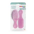 Kit Pente e Escova Infantil Adoleta Rosa para Bebê