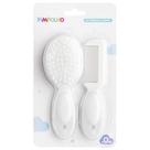 Kit pente e escova pimpolho branco para cuidados do bebê