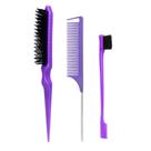 Kit Pente Escova Separador de Mechas Pente Cabo metálico Lace escovinha Baby Hair Kit Pente Escova Separador de Mechas Pente Cabo metálico Lace escovinha Baby Hair