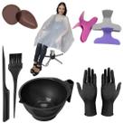 Kit Pente Pincel Cumbuca Piranha Luva Protetor Capa
