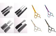 Kit Pente Profissional Cabeleireiro/barbeiro+1 Tesoura Inox