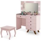 Kit Penteadeira Com Banqueta Em Mdf Rose