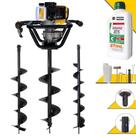 Kit Perfurador de Solo Lynus PSL517 À Gasolina 2T 52cc 1,8HP 9.000rpm Com Empunhadura Ergonômica e Ignição CDI Para Reflorestamento + Conjunto de Brocas 80X10cm, 80X15cm e 80X20cm + ÓLEO STIHL 2T