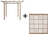 KIT Pergolado de madeira Pinus tratado 2,90x2,90 metros + Brise lateral ripado