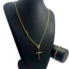 Kit Peruano 3mm + Cruz Amarrada Banhado a Ouro 18K Kit Peruano 3mm + Cruz Amarrada Banhado a Ouro 18K