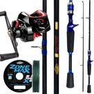 Kit Pesca 18kg Vara 1,80mt Carretilha 19 Rolamentos E Linha