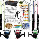 Kit Pesca 3 Varas 1,20m 6kg com maleta Isca e Acessórios