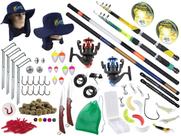 Kit Pesca Com 2 Varas Telescópicas p/ Molinete 1,70m + 2 Varas Telescópicas (3,00 e 3,60m) + 2 Molinetes + Acessórios (Ref. 177)