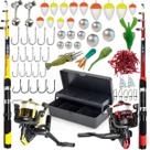 Kit pesca completo 2 Varas + 2 Molinetes + 1 Estojo + Itens