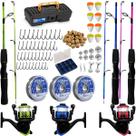 Kit Pesca Completo 3 Varas 1,35m 6kg Com Molinete Maleta