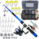 Kit Pesca Completo com Estojo Acessorios Vara de Pesca Molinete Boia Chumbada Isca Anzol e Sino de Vara