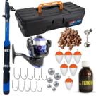 Kit Pesca Completo Com Maleta Vara Molinete Anzol Boia Chumbada Guizo Isca Furadinha e Feromonio