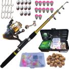Kit Pesca Completo Infantil Vara Molinete Telescópica 1,50m