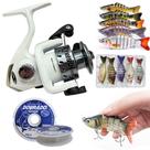 Kit Pesca Completo Molinete Tribus Branco Carretel Alumínio Linha Dourado 5 Iscas Articuladas Kit Pesca Completo Molinete Tribus Branco Carretel Alumínio Linha Dourado 5 Iscas Articuladas