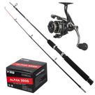 Kit Pesca Molinete Alpha 2000 13 Rolamentos+ Vara 20 libras