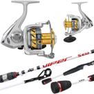 Kit Pesca Pesqueiro Molinete Ragnar 5 Rolamentos Vara Viper Cabo Bi Partido Makis
