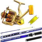 Kit Pesca Praia Vara Verano Surf Molinete e Linha Multi 100M